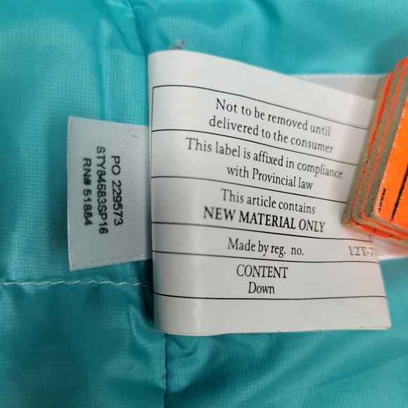 Rare Patagonia Womens Small AQUA Mint Stripe Goose Down Puffer Jacket Warm Snow - Picture 10 of 15